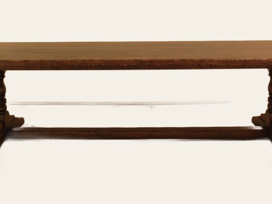 Baluster refectory table, side view — handmade by Bryn Hall in Suffolk