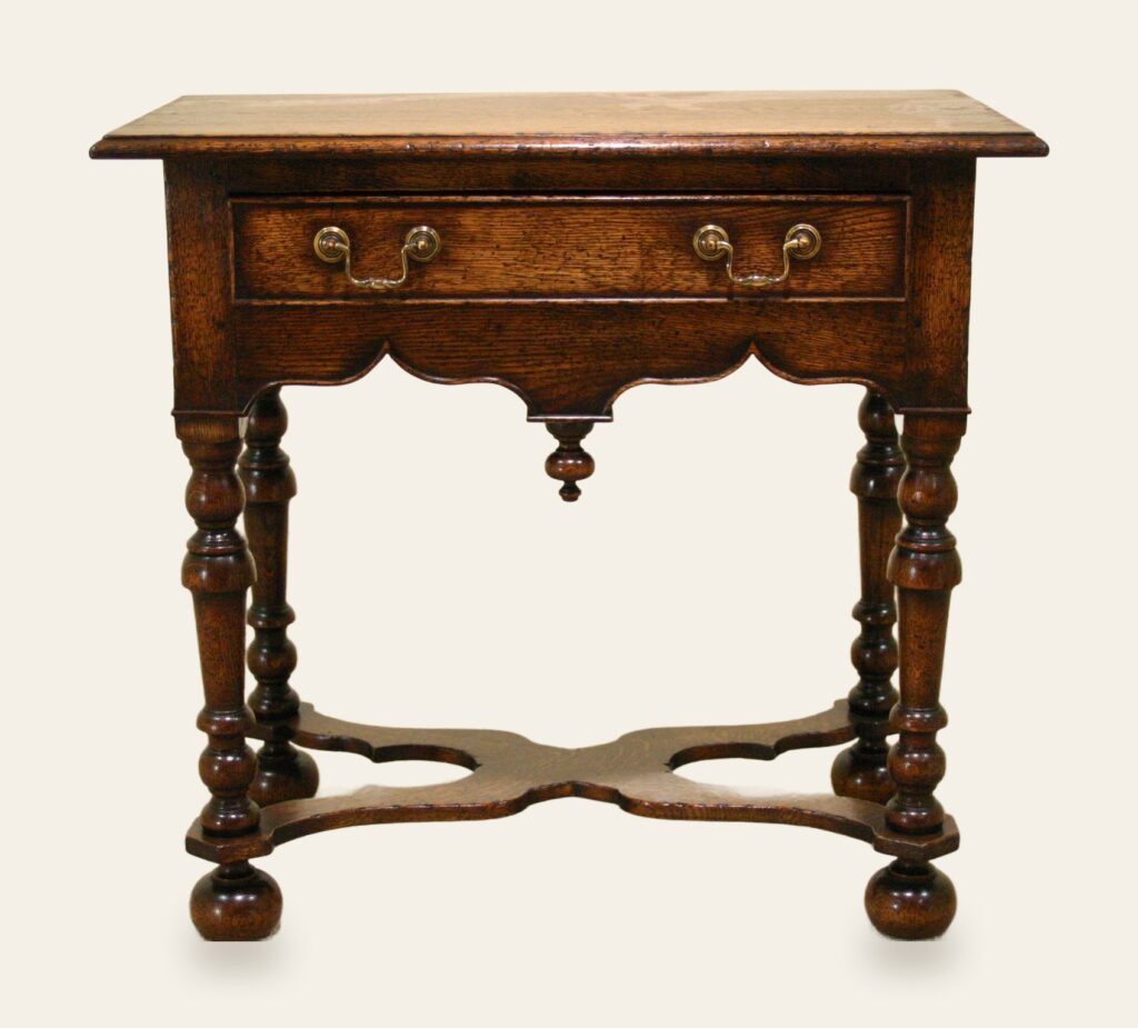 Bun foot hall table 967, front view — handmade by Bryn Hall in Suffolk