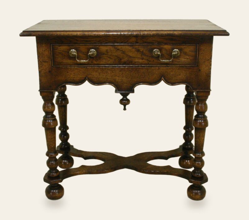 Bun foot hall table 967 with x stretcher — handmade by Bryn Hall in Suffolk