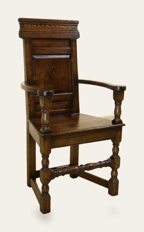 Caquatouse carver chair 527, angle view — handmade by Bryn Hall in Suffolk
