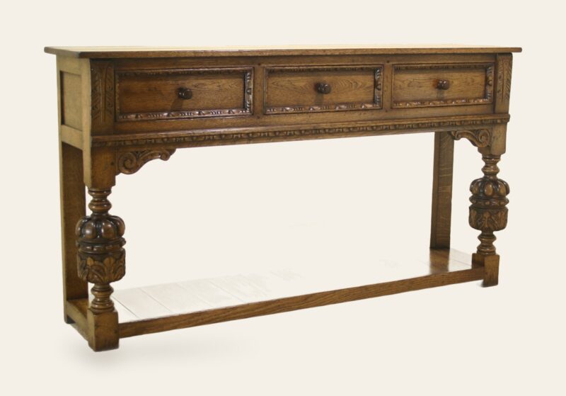 Carved bulbous leg buffet sideboard 958, view 1 — handmade by Bryn Hall in Suffolk