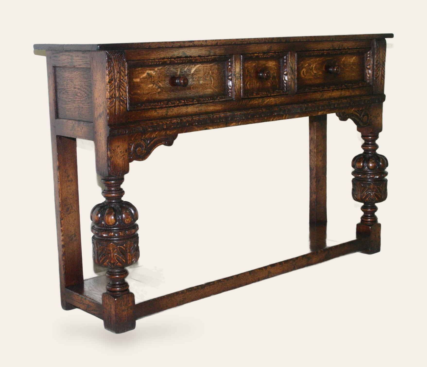 Carved bulbous leg buffet sideboard 958 — handmade by Bryn Hall in Suffolk