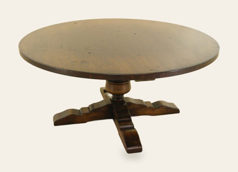 Carved bulbous single pedestal table — handmade by Bryn Hall in Suffolk