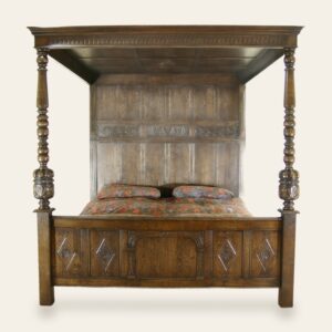 Carved four poster bed 961 view one — handmade by Bryn Hall in Suffolk