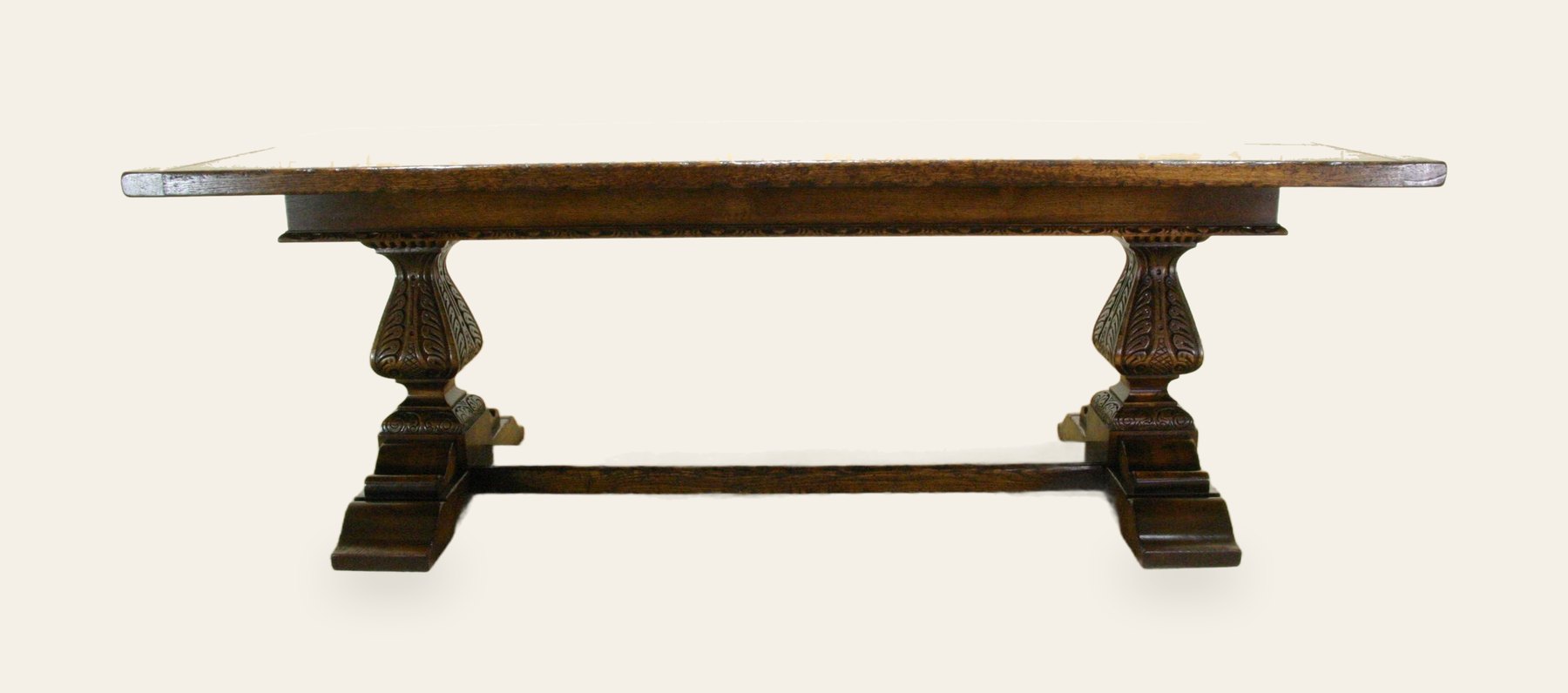 Carved square cut table — handmade by Bryn Hall in Suffolk