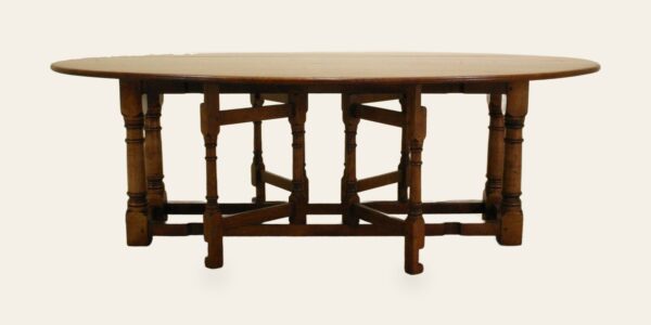 Cherry gateleg table 307, side view — handmade by Bryn Hall in Suffolk