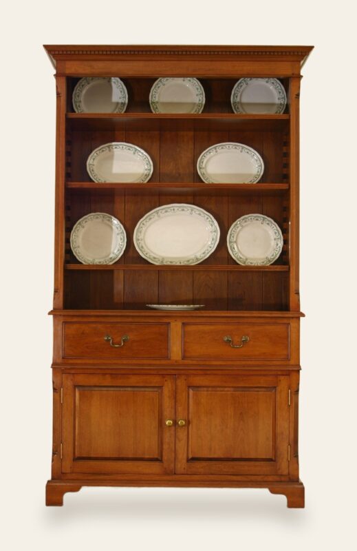 Cherry two door drawer bookcase with plates — handmade by Bryn Hall in Suffolk