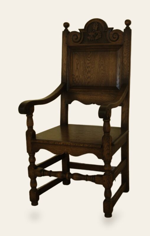 Coach house chairs carver 522sp, angle view — handmade by Bryn Hall in Suffolk