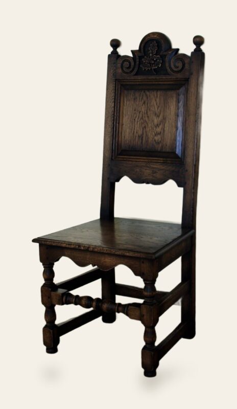 Coach house chairs single 522sp, angle view — handmade by Bryn Hall in Suffolk