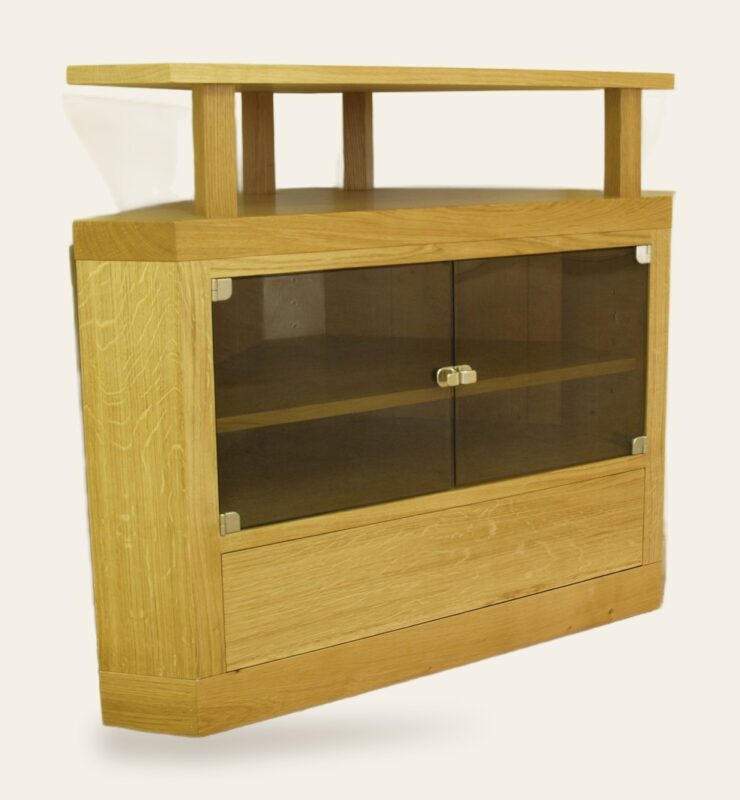 Contemporary tv stand, angle view — handmade by Bryn Hall in Suffolk