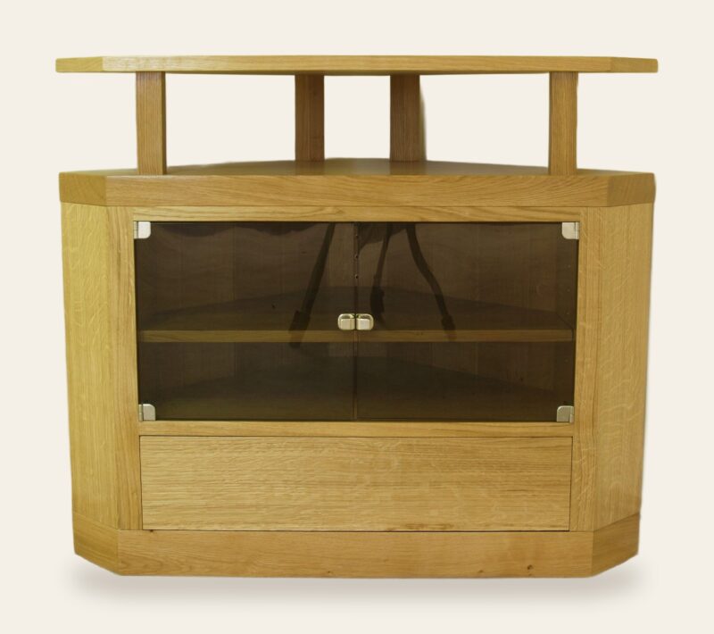 Contemporary tv stand, front view — handmade by Bryn Hall in Suffolk
