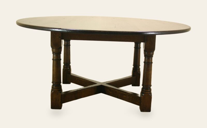 Cross strecher table round — handmade by Bryn Hall in Suffolk