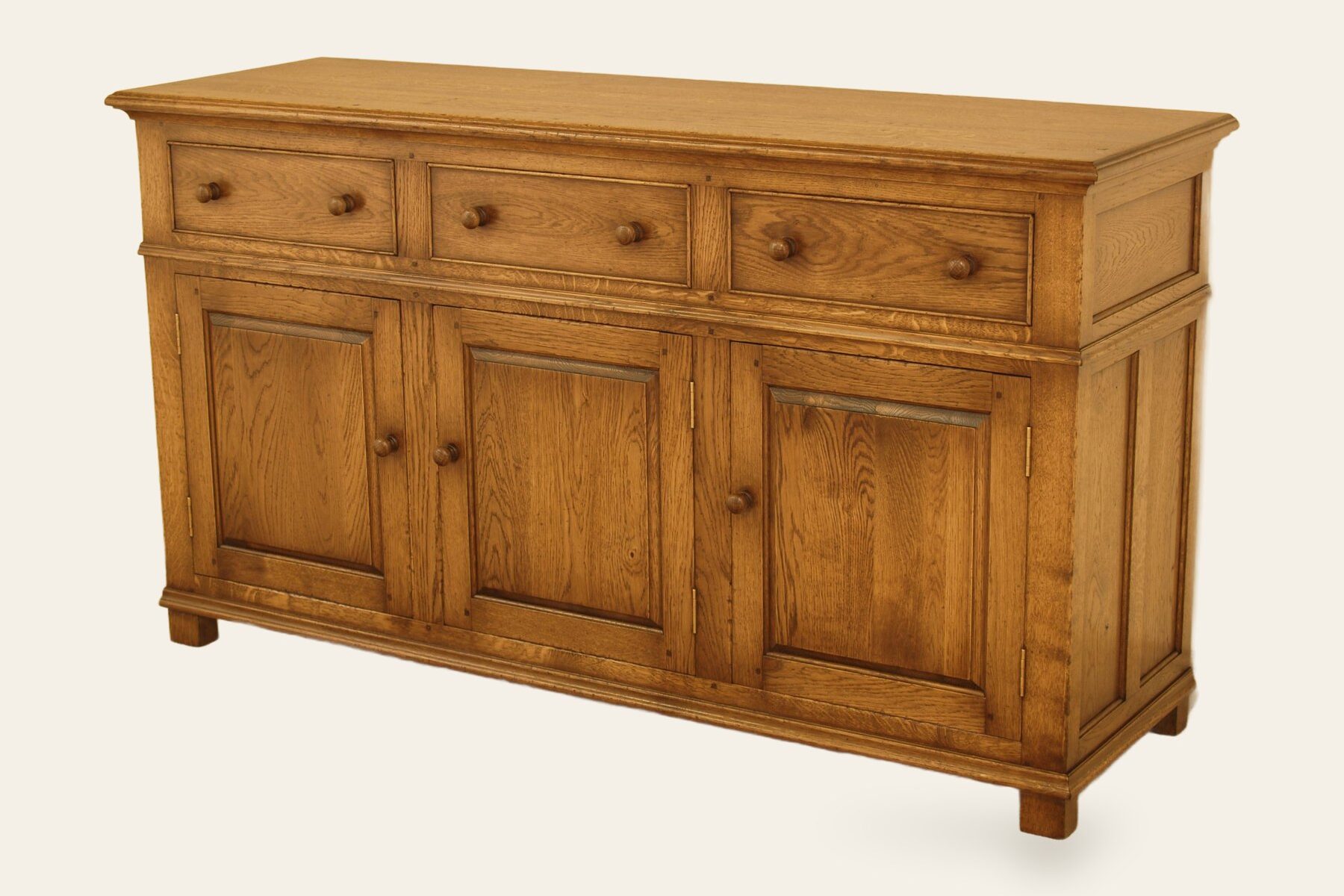 Denbigh dresser base 210, angle view — handmade by Bryn Hall in Suffolk