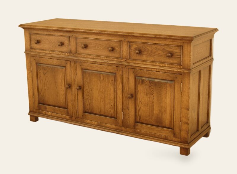 Denbigh dresser base 210, angle view — handmade by Bryn Hall in Suffolk