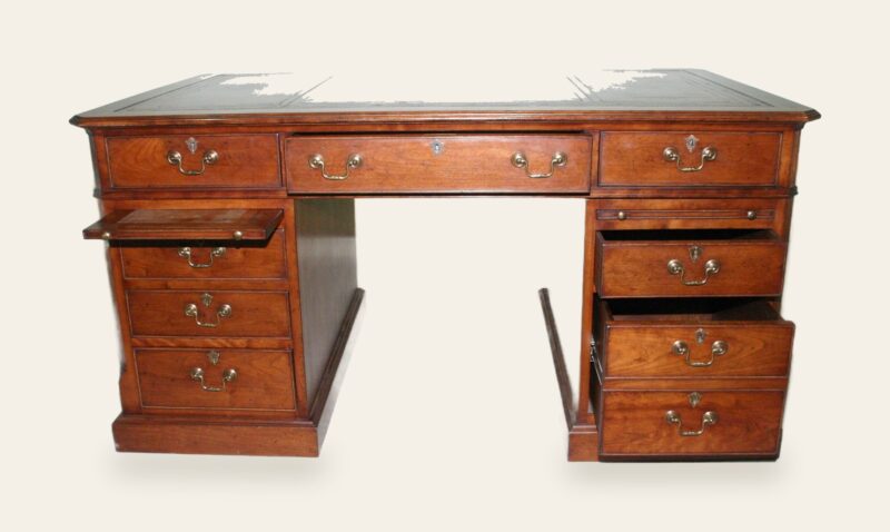 Desk in cherry 901 front on view — handmade by Bryn Hall in Suffolk