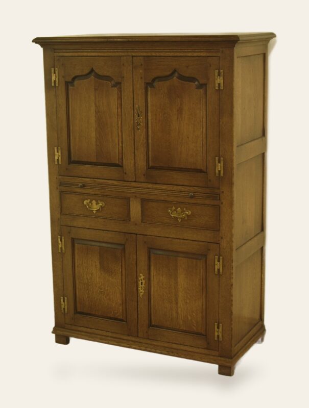 Drinks cabinet four door 148, angle view — handmade by Bryn Hall in Suffolk
