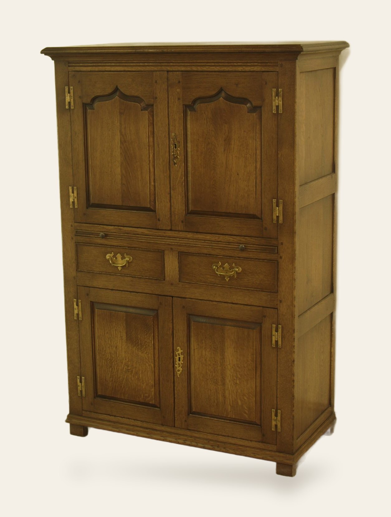 Drinks cabinet four door 148, angle view — handmade by Bryn Hall in Suffolk