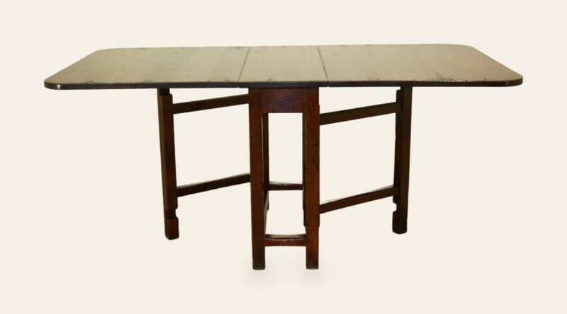 Drop leave table leaves up — handmade by Bryn Hall in Suffolk