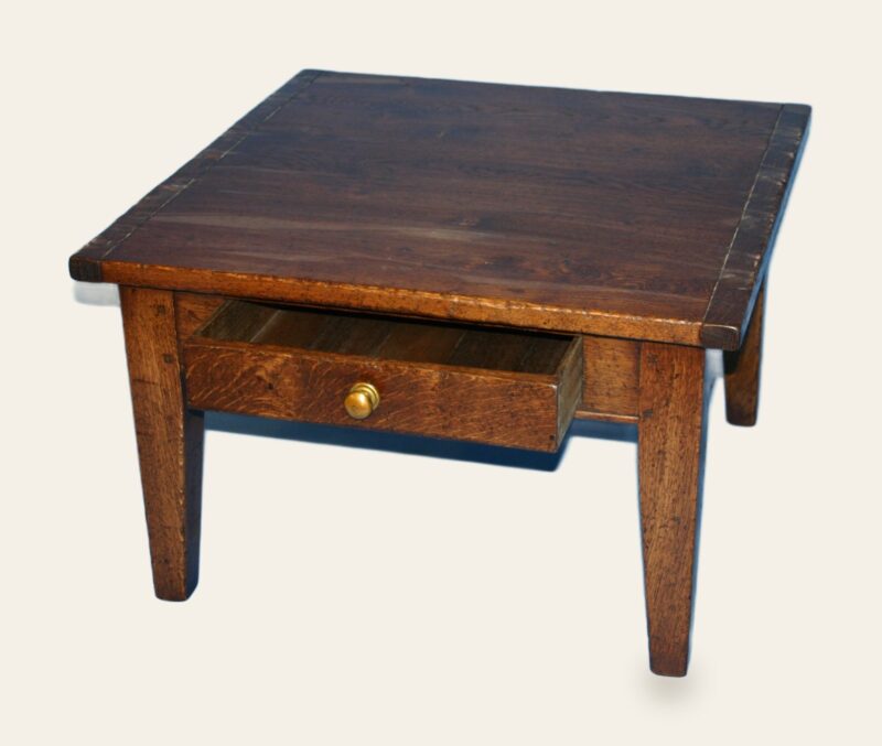Farm house lamp table ant emp drawer out — handmade by Bryn Hall in Suffolk