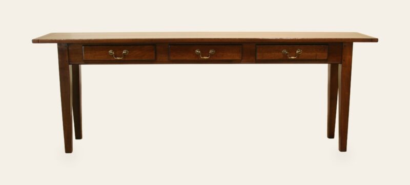 Farm house side table three drawers 911, front view — handmade by Bryn Hall in Suffolk