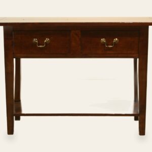 Farm house side table two drawers and potboard 136, front view — handmade by Bryn Hall in Suffolk