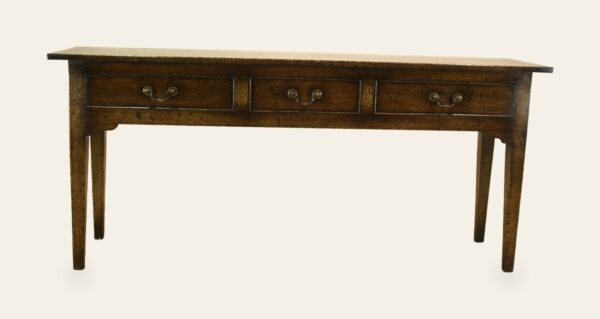 Farm house sofa table three drawers 137b, view 1 — handmade by Bryn Hall in Suffolk