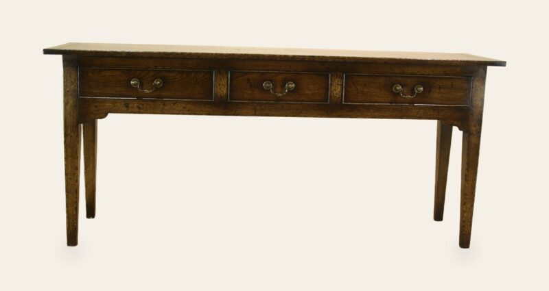 Farm house sofa table three drawers 137b, view 1 — handmade by Bryn Hall in Suffolk