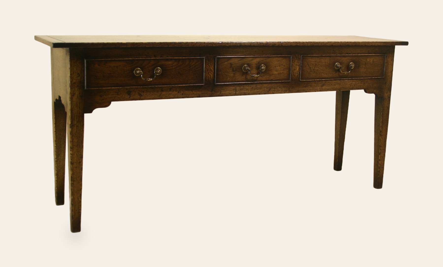 Farm house sofa table three drawers 137b, view 2 — handmade by Bryn Hall in Suffolk