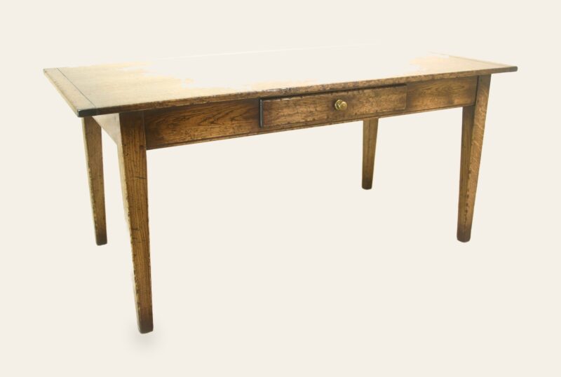 Farm house table one drawer 300, view 2 — handmade by Bryn Hall in Suffolk