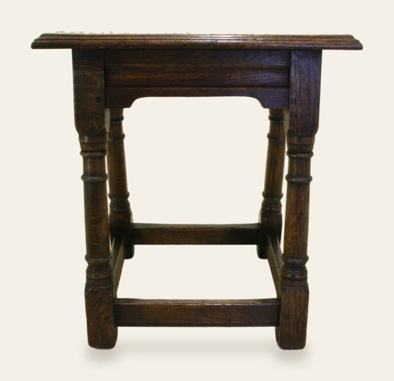 Foot stool 917, front view — handmade by Bryn Hall in Suffolk