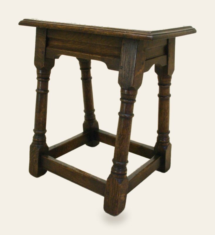 Foot stool 917, side view — handmade by Bryn Hall in Suffolk