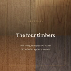 Oak, cherry, mahogany and walnut sample boards together