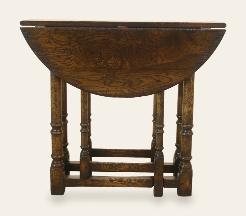 Gateleg lamp table 707 leaves down — handmade by Bryn Hall in Suffolk