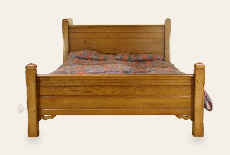 Gothic bed, front view — handmade by Bryn Hall in Suffolk