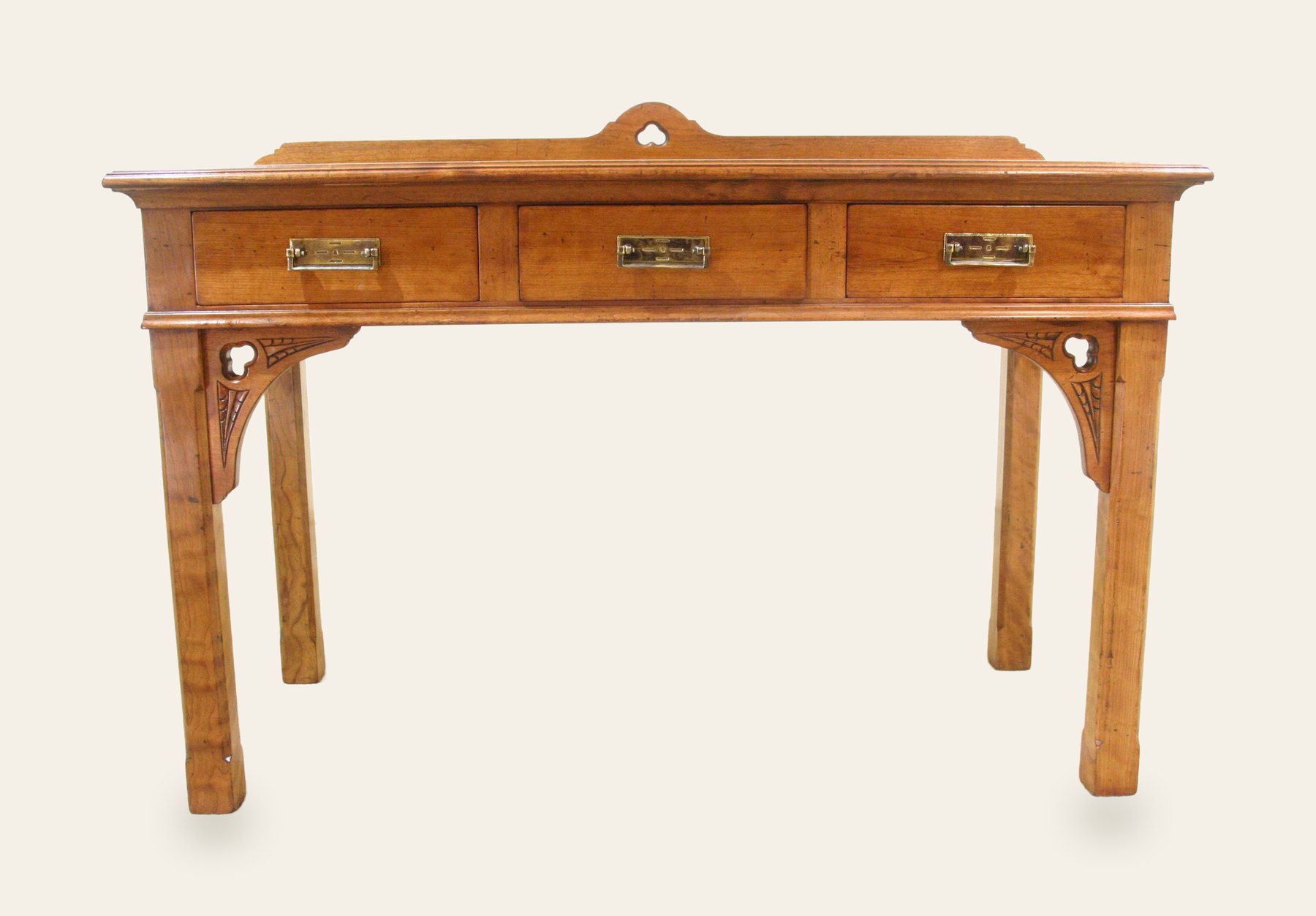 Gothic type dressing table, front view cherry — handmade by Bryn Hall in Suffolk