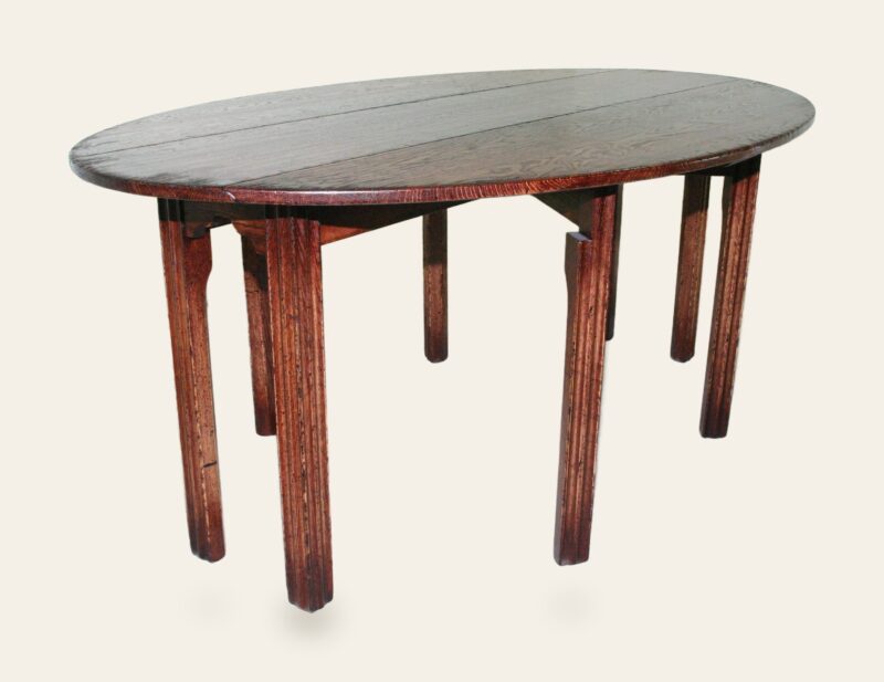 Hunts table, angle view — handmade by Bryn Hall in Suffolk