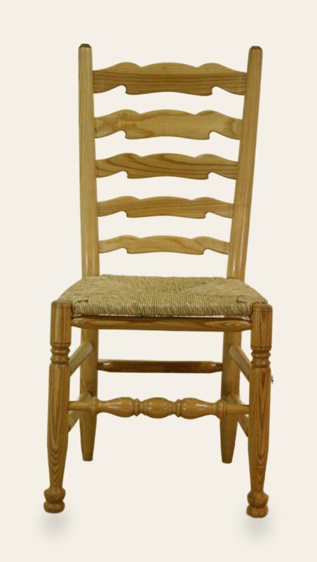 Ladder back single chair 514a, front view — handmade by Bryn Hall in Suffolk