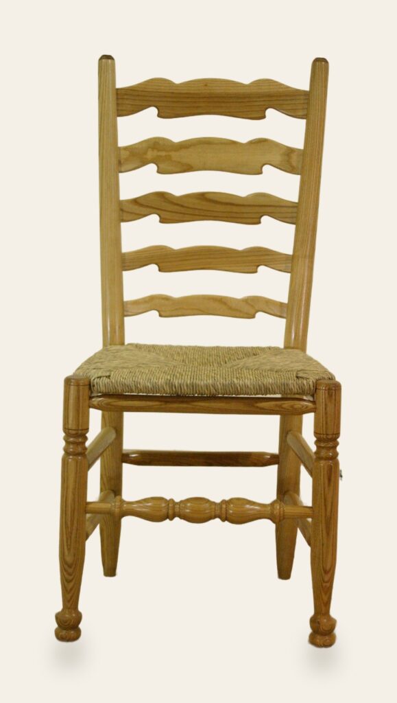 Ladder back single chair 514a, front view — handmade by Bryn Hall in Suffolk