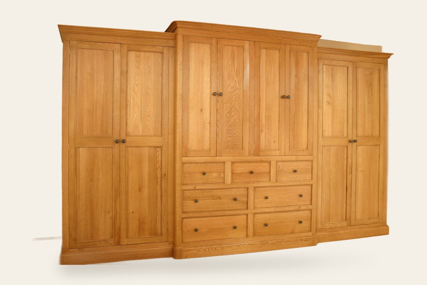 Large brakefront wardrobe 8 doors and 7 drawers, view 1 — handmade by Bryn Hall in Suffolk