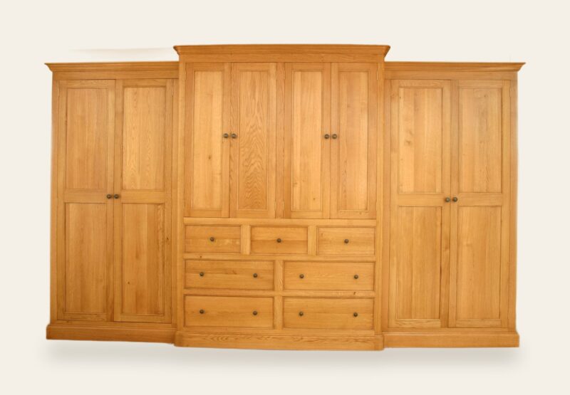 Large brakefront wardrobe 8 doors and 7 drawers, view 2 — handmade by Bryn Hall in Suffolk