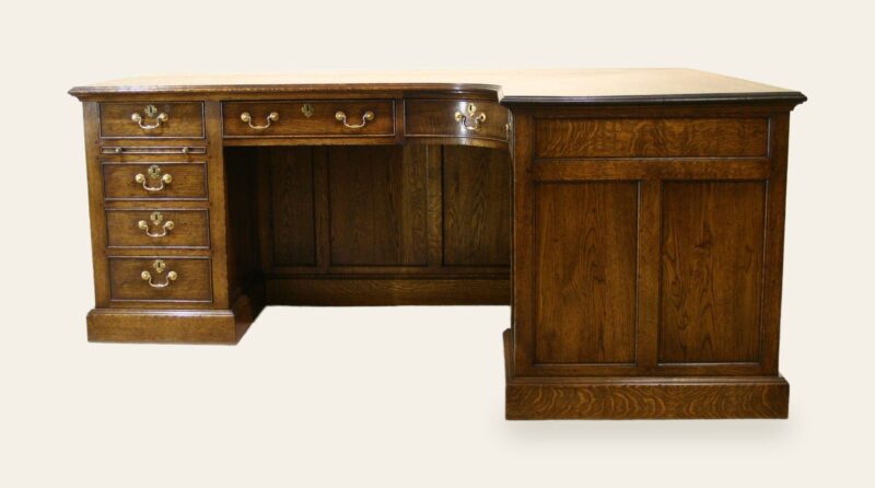 Large corner desk rounded drawer, view 3 — handmade by Bryn Hall in Suffolk