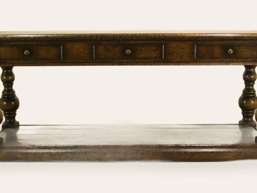 Large side table turned legs corner shop, view 1 — handmade by Bryn Hall in Suffolk