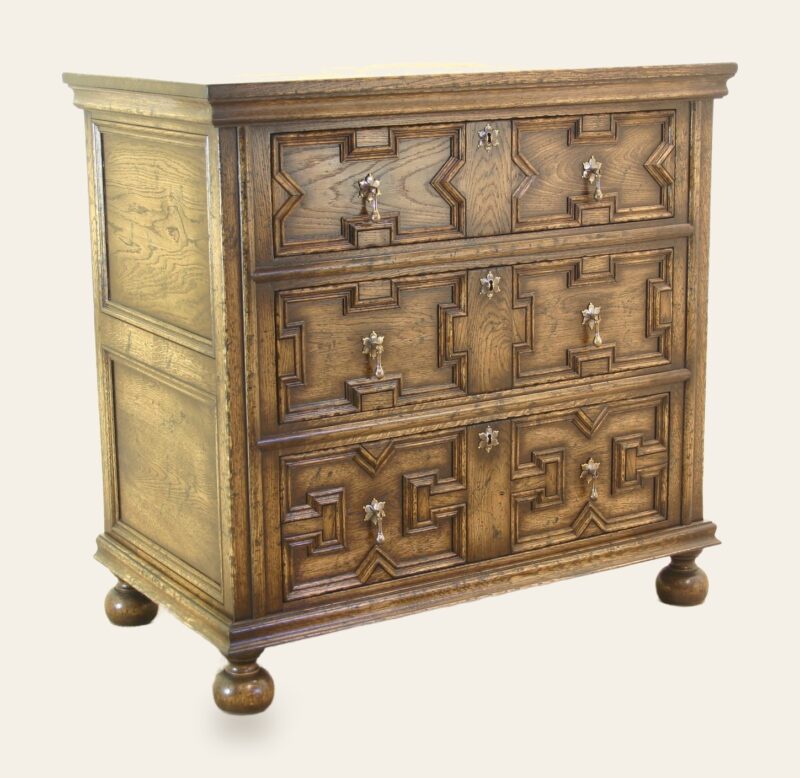 Moulded front chest of drawers 978, angle view — handmade by Bryn Hall in Suffolk