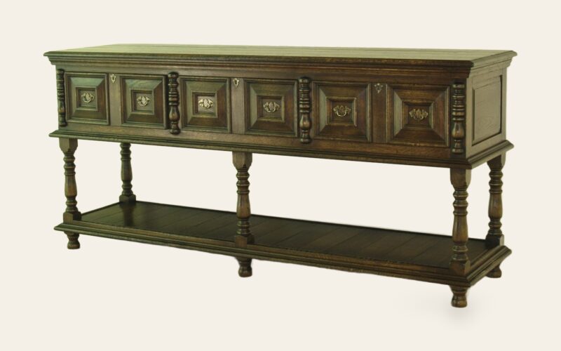 Moulded front potboard base 951, angle view — handmade by Bryn Hall in Suffolk