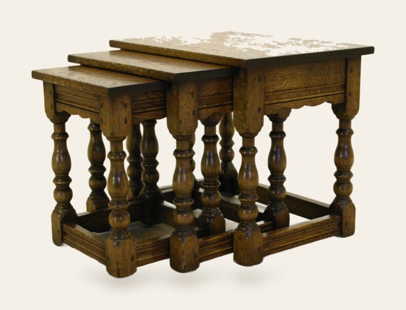 Nest of table 721 side on open — handmade by Bryn Hall in Suffolk