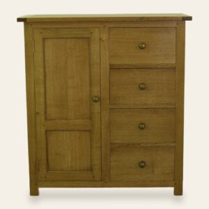 One door cupboard with for drawer down side, front view — handmade by Bryn Hall in Suffolk