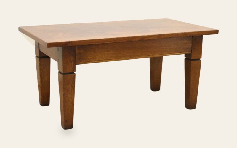 Parquet top coffee table, corner view — handmade by Bryn Hall in Suffolk