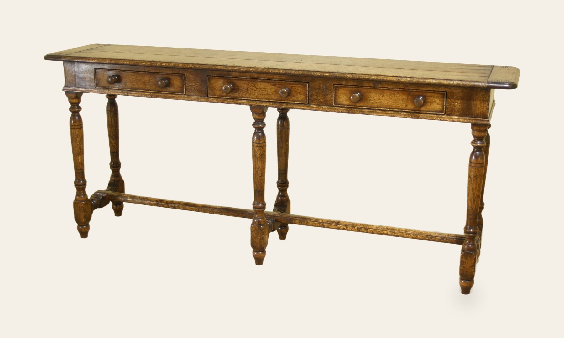Potboard base three drawers and six legs, angle view — handmade by Bryn Hall in Suffolk