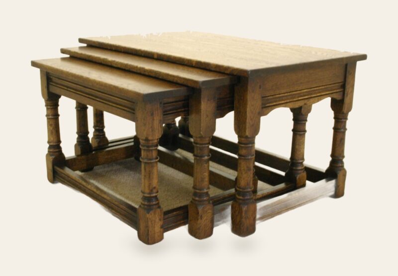 Rectanle nest of table side on view — handmade by Bryn Hall in Suffolk