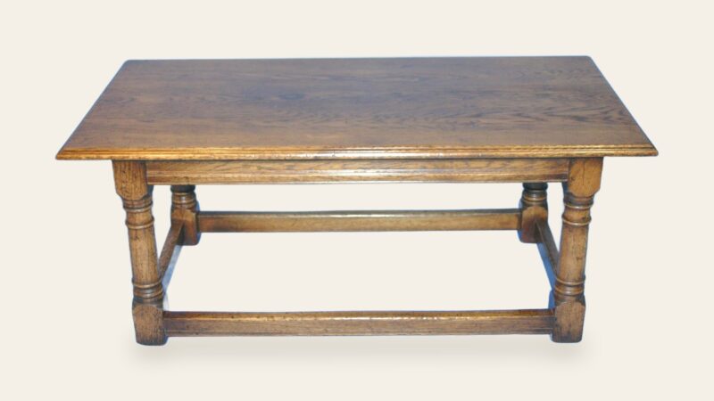 Refectory coffee table 714 with bottom strecher — handmade by Bryn Hall in Suffolk